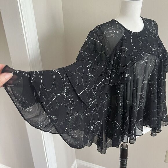 Acler Ruffled Asymmetrical Top Sz 6 Bell Sleeve Whimsigoth Sheer Fairy Grunge - Picture 1 of 12